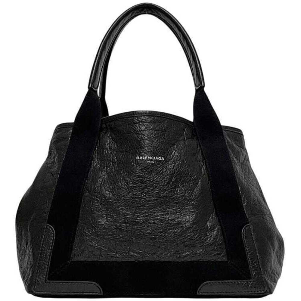 Balenciaga tote bag Navy Blue Cabas black V leather